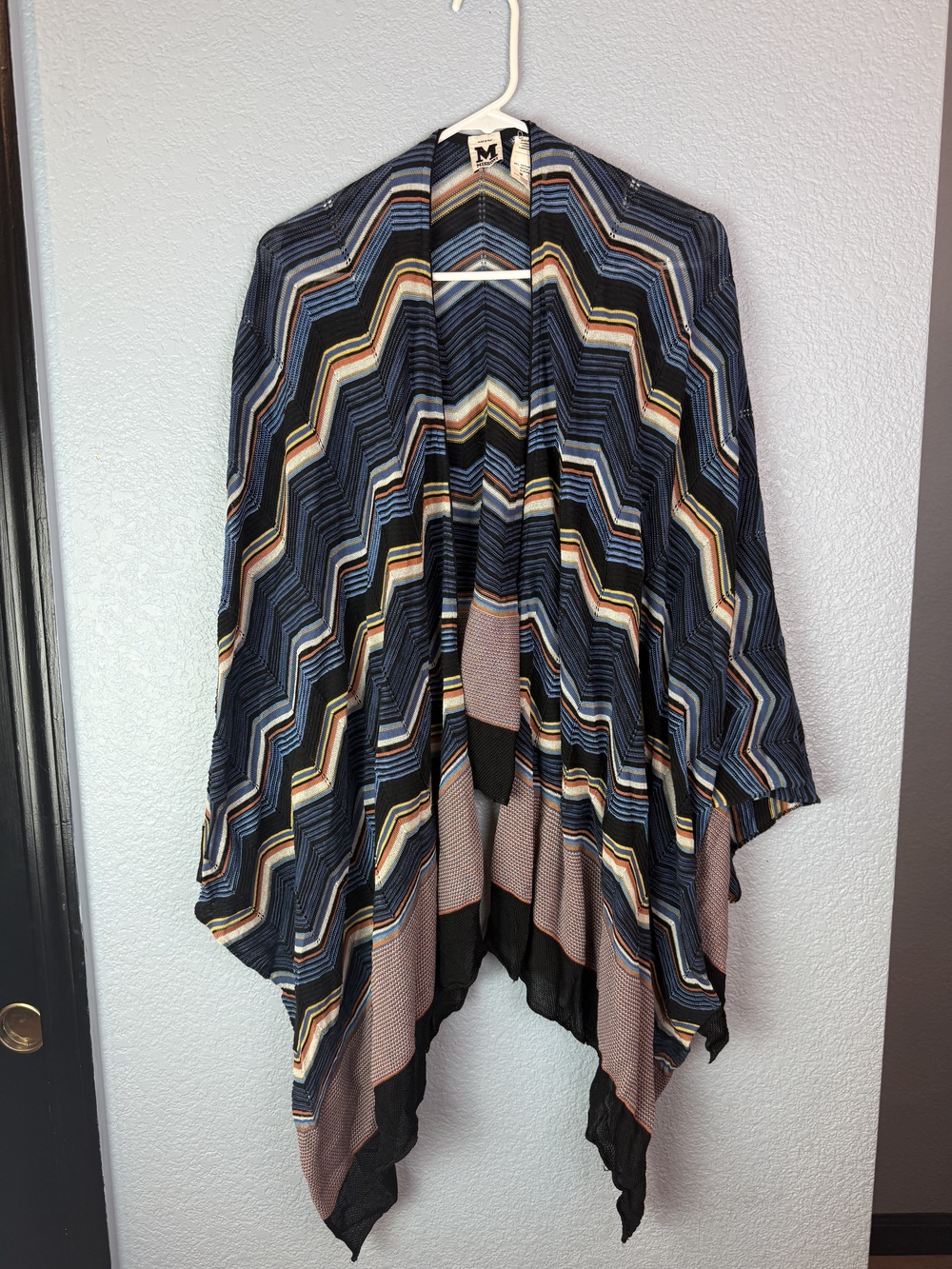 Missoni Wrap Womens Medium Zig Zag Boho Open Front Italy Knit Wrap Sweater